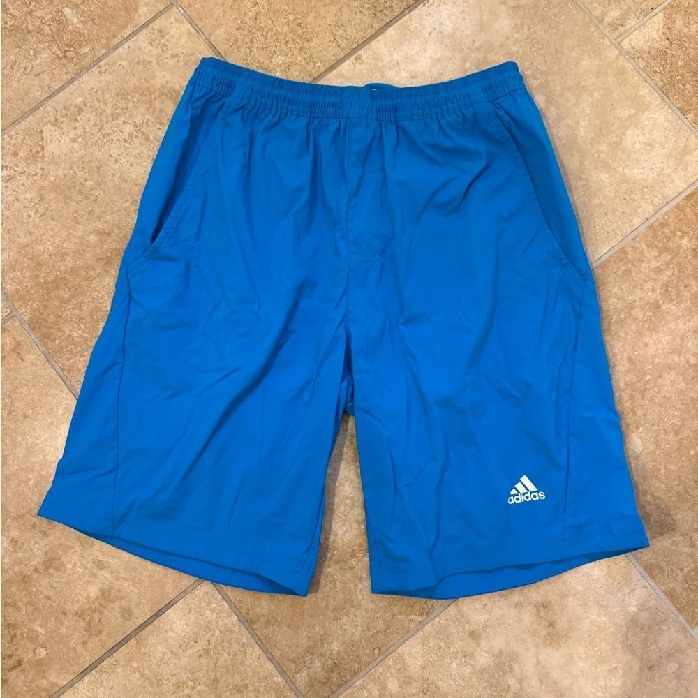 Adidas Youth Large Bright Blue Athletic Training Shorts with Pockets
